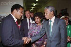 Nelson Mandela Shaking Hands with Muhammad Ali