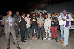  (L-R) Hanson, Khalib "Big Foot" Whitmore, Garrett "The Ultimate Warrior" Wilson, Joey "The Tank" Dawejko, Jamaal "Da Truth" Davis, Julian "J-Rock" Williams, Eric "Outlaw" Hunter, Fred Jenkins Jr., Jesse "Hard Work" Hart and Derrick "Take it to the Bank" Webster.
