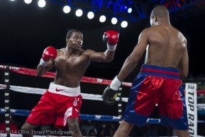 Hart using his long left jab.